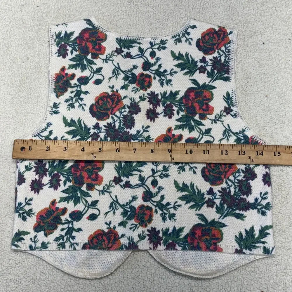 Vintage GAP Kids Girls Small White Red Floral Tapestry Boho Cottagecore USA